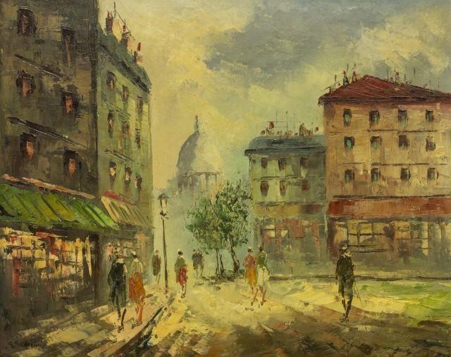 MONTMARTRE STREET SCENE OIL PAINTING,