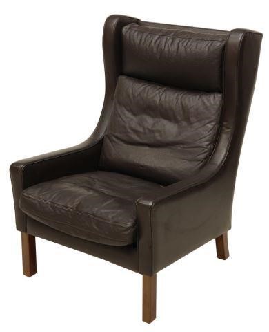 DANISH MID-CENTURY LEATHER WINGBACK