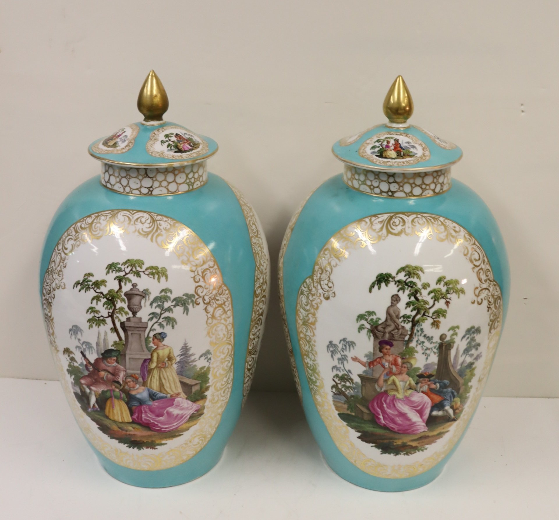 SEVRES STYLE PAIR OF LARGE PORCELAIN