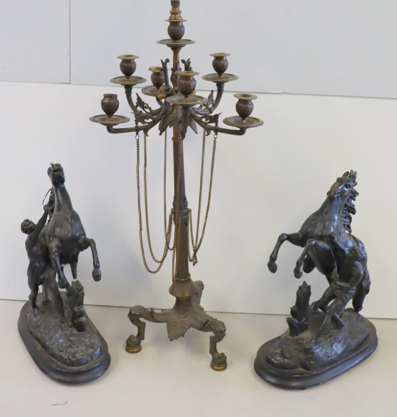 PAIR OF PATINATED METAL HORSE SCULPTURES 3be835
