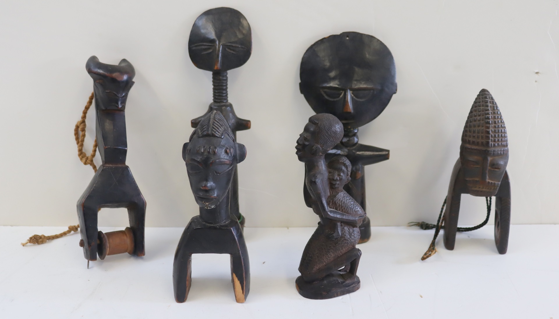 LOT OF 6 ANTIQUE AFRICAN CARVINGS  3be84f