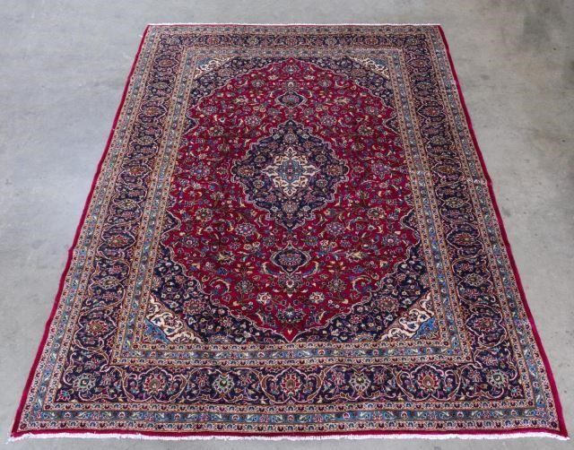 PERSIAN HAND-TIED WOOL KASHAN RUG,