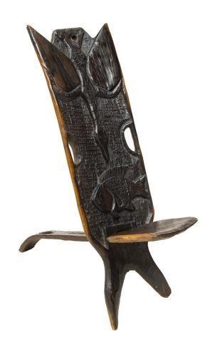 AFRICAN CHIEFS CHAIR, CARVED WITH