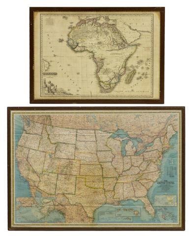  2 FRAMED PRINTED MAPS OF AFRICA 3be958