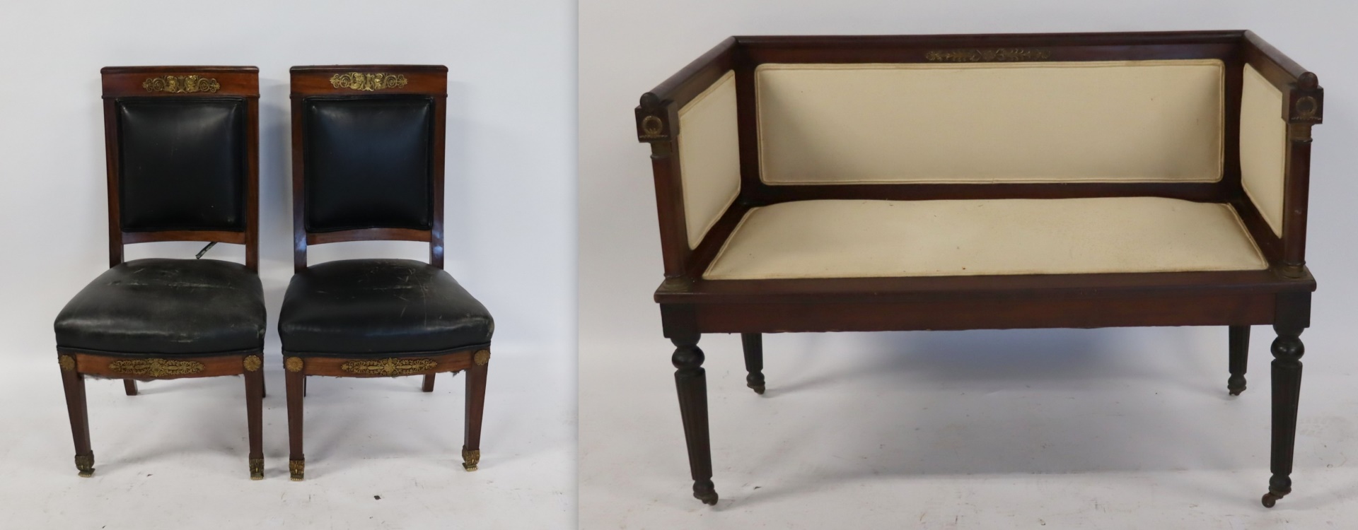ANTIQUE EMPIRE STYLE SETTEE PAIR 3be962