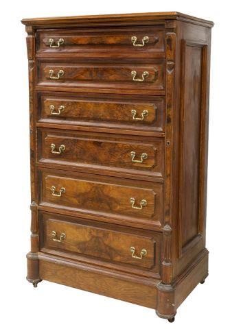 VICTORIAN SIDELOCK TALL CHEST OF