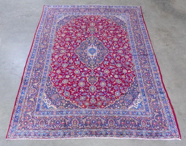 PERSIAN HAND-TIED WOOL MASHAD RUG,