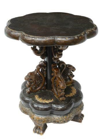 ASIAN CARVED WOOD STAND W/ DRAGONSAsian