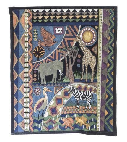 AFRICAN PAINTING ON FABRIC DEPICTING 3bea6e