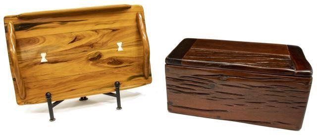 (2) RUSTIC AFRICAN HARDWOOD STORAGE