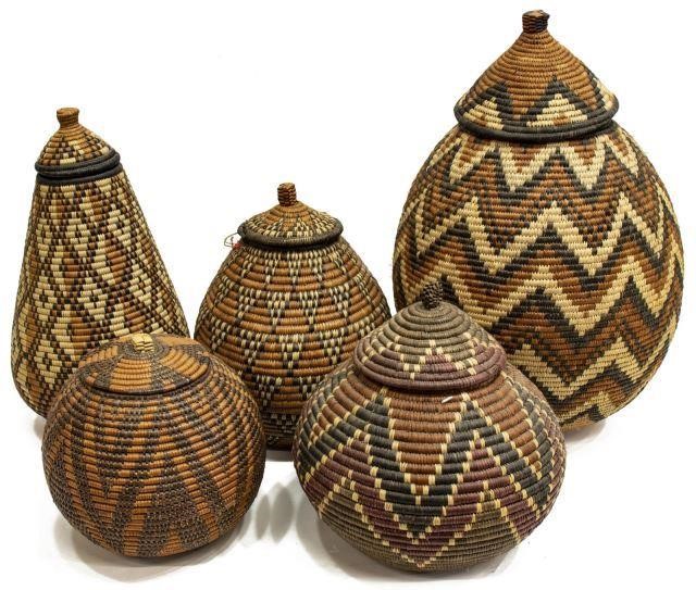 (5) AFRICAN ZULU WOVEN BEER / WATER