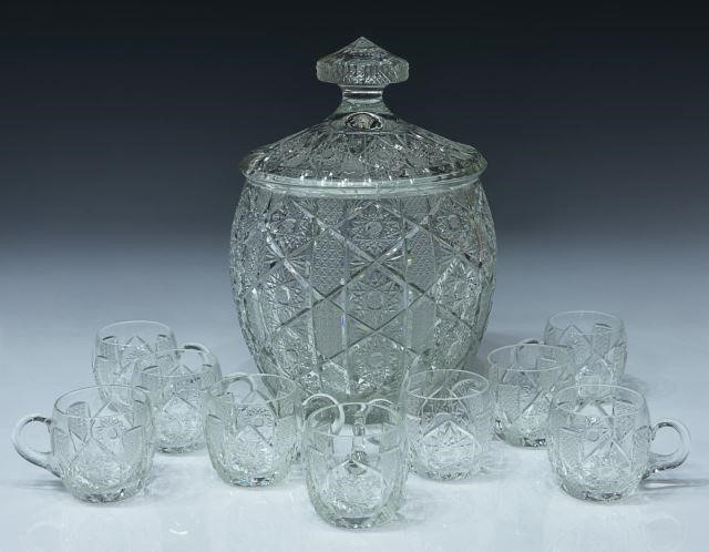 10) HEAVY HOBSTAR CUT CRYSTAL LIDDED