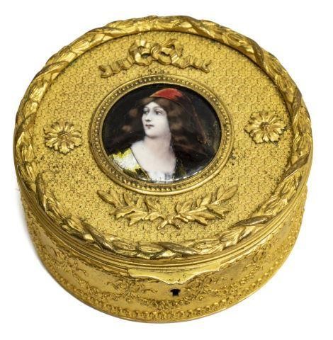 FRENCH ENAMELED PORTRAIT MINITURE GILT