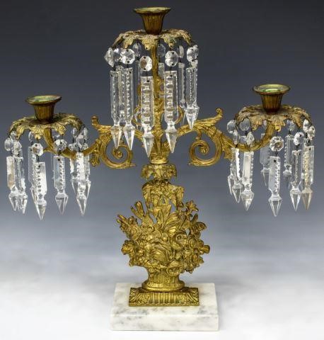 VICTORIAN BRASS CRYSTAL GIRANDOLE 3beb5d