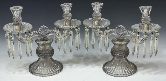 (PAIR) PRESSED GLASS TWO-LIGHT
