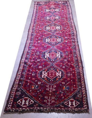 PERSIAN HAND-TIED SHIRAZ RUNNER,