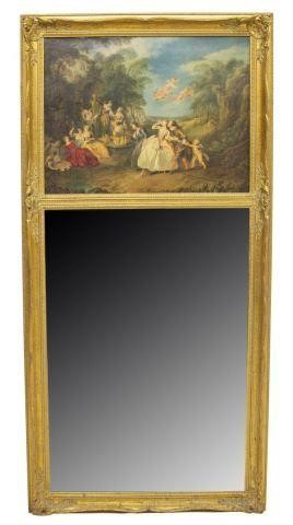 FRENCH TRUMEAU MIRROR W PAINTED 3bec29
