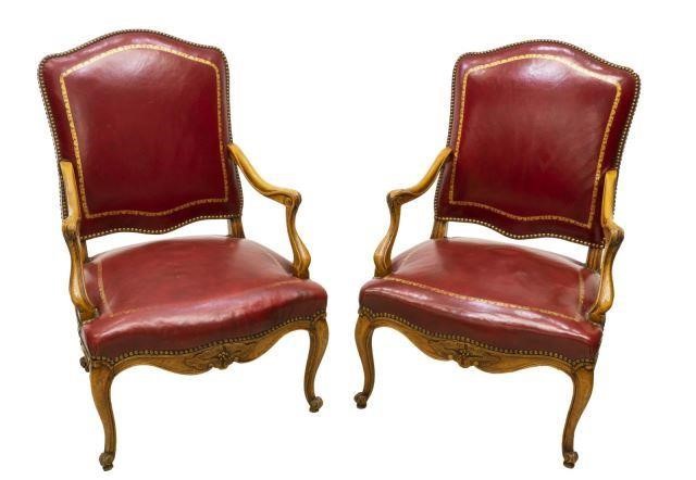  PR LOUIS XV STYLE FAUTEUIL LEATHER 3bec50