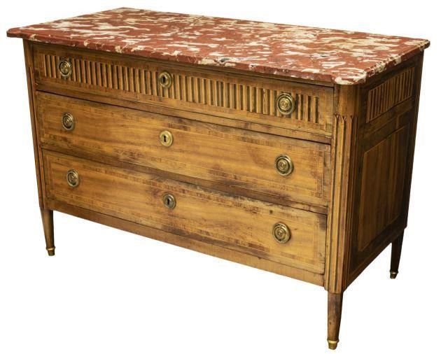 FRENCH LOUIS XVI MARBLE TOP COMMODE  3bec53