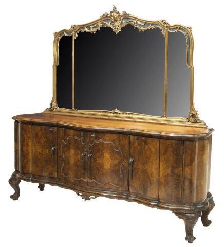 VENETIAN MIRRORED BURL WALNUT SIDEBOARD 3beca1