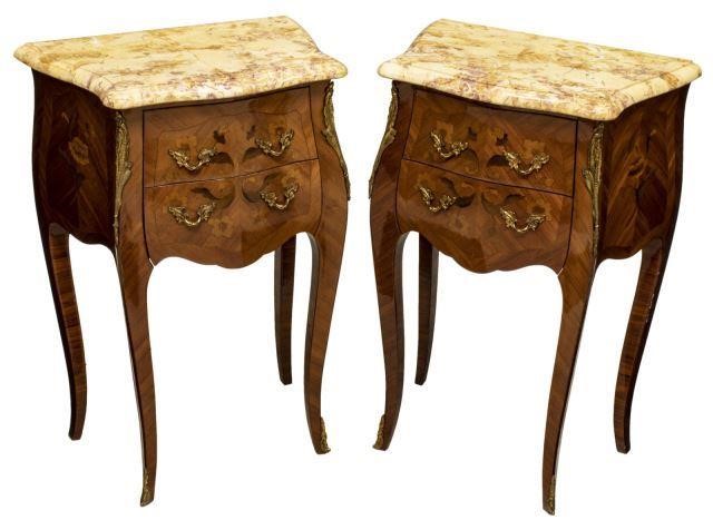  2 FRENCH LOUIS XV STYLE MARBLE TOP 3becb3