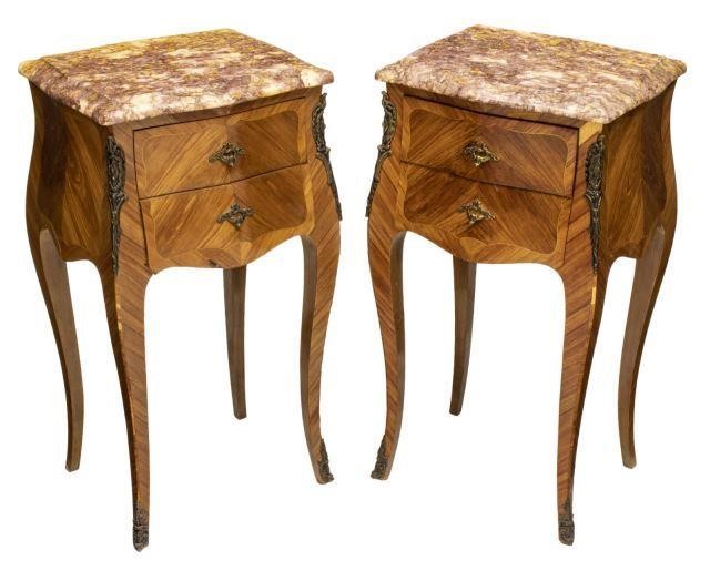  2 PETITE LOUIS XV STYLE MARBLE TOP 3becab