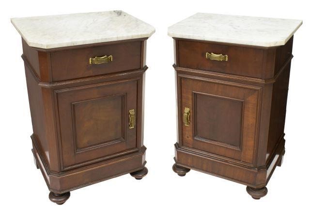 (2) LOUIS PHILIPPE MARBLE-TOP MAHOGANY