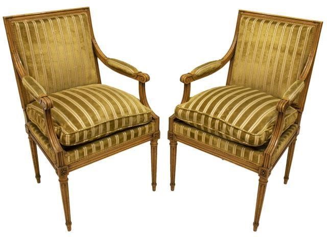  2 FRENCH LOUIS XVI STYLE UPHOLSTERED 3beccb