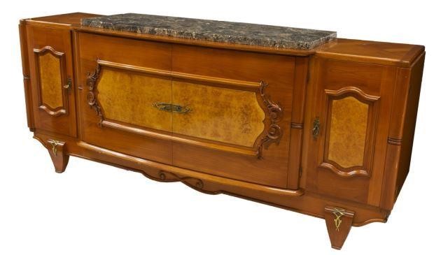 FRENCH MARBLE-TOP FRUITWOOD SIDEBOARDFrench