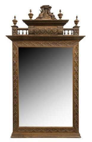 FRENCH BRETON CARVED OAK WALL MIRRORFrench