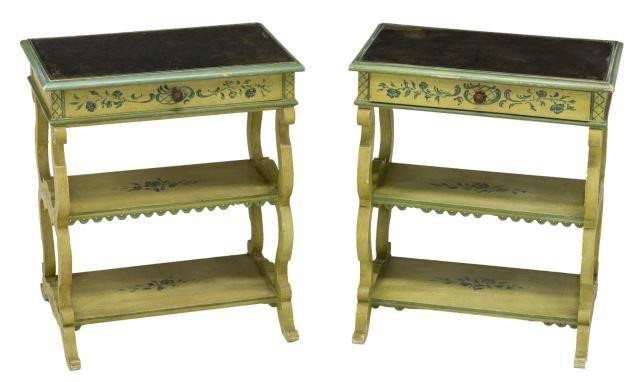  2 VENETIAN MIRRORED PAINTED BEDSIDE 3bed27