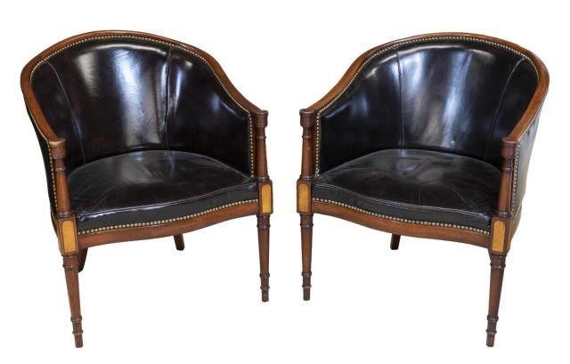  PR LEATHER ARMCHAIRS pair Leather 3bed30