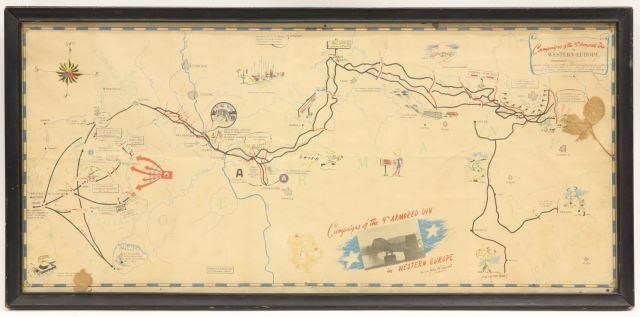 WWII 9TH ARMORED DIVISION MAP,