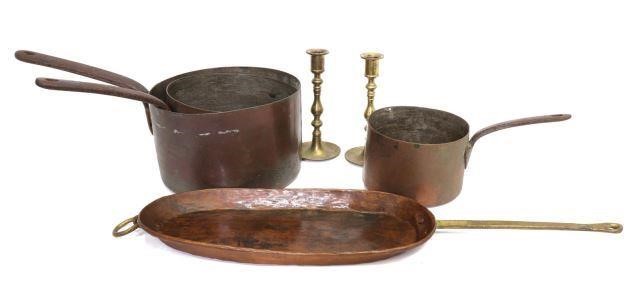  6 ANTIQUE COPPER COOKWARE BRASS 3bed90