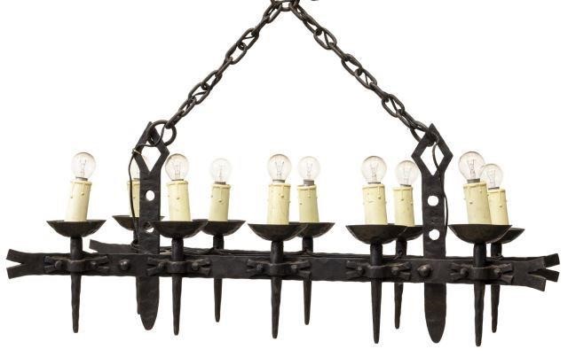 GOTHIC REVIVAL WROUGHT IRON TEN LIGHT 3bee19