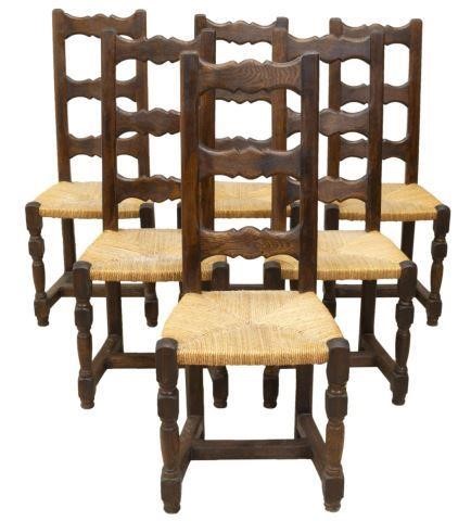  6 FRENCH OAK RUSH SEAT DINING 3bee2d