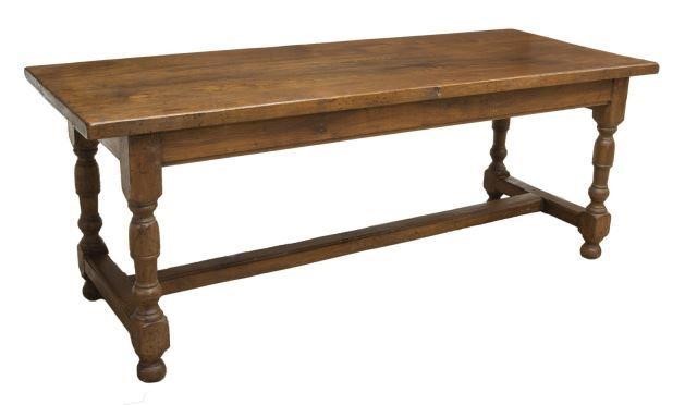 FRENCH OAK FARMHOUSE TABLE ON TURNED