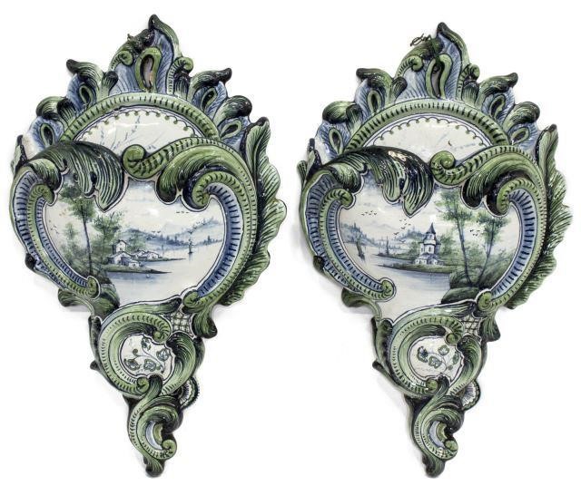  2 DUTCH DELFT CERAMIC GREEN  3bee83