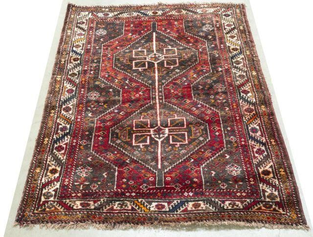 HAND-TIED PERSIAN SHIRAZ WOOL RUG,