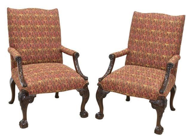 (PAIR) CHIPPENDALE STYLE ARMCHAIRS(pair)