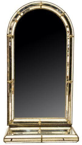 FRENCH GLASS & GILT METAL MIRROR