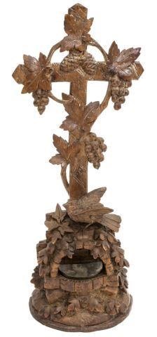 BLACK FOREST CARVED WOOD HOLY WATER