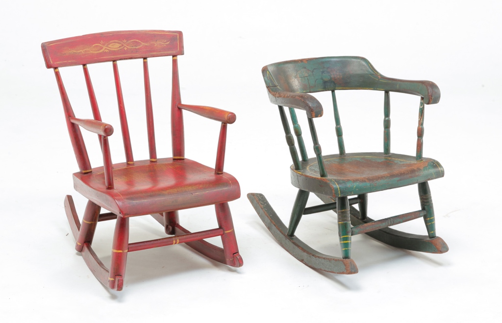 TWO AMERICAN YOUTH ROCKING CHAIRS.