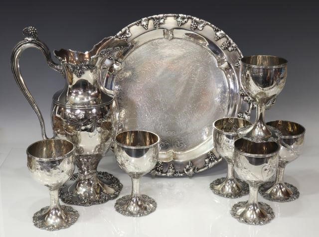 (8) BARBOUR SILVERPLATE GOBLET & PITCHER