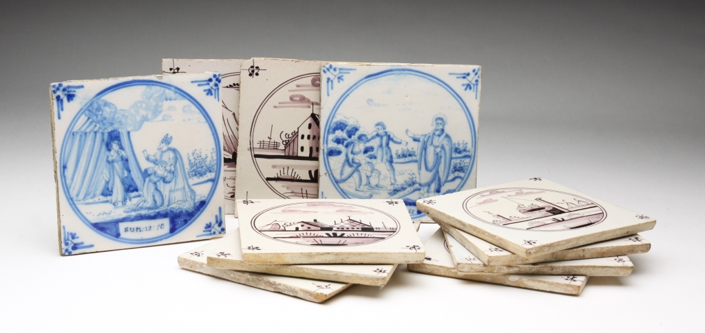 ELEVEN DELFT CERAMIC TILES Nineteenth 3bf00f