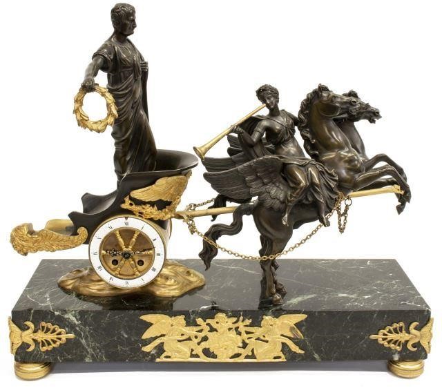 FRENCH GILT BRONZE CHARIOT WINGED 3bf0bf