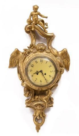 SWEDISH 18TH C GILTWOOD CLOCK 3bf0bd