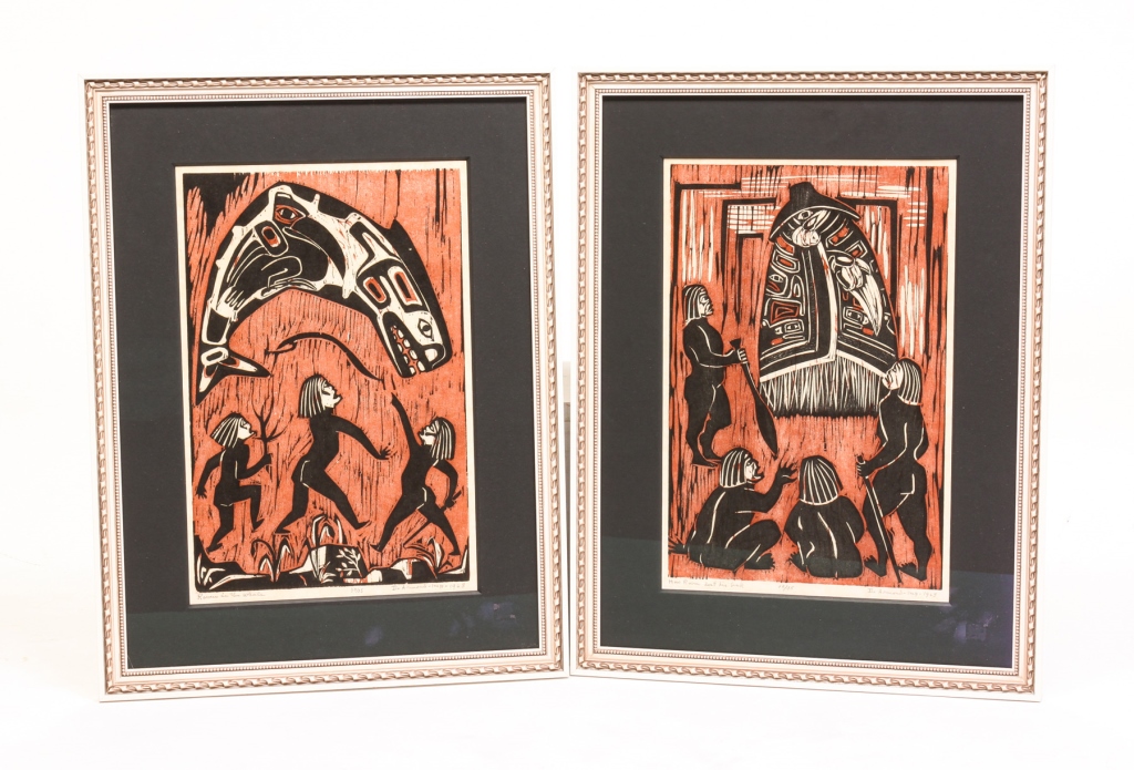 TWO FRAMED DALE DE ARMAND WOODBLOCK