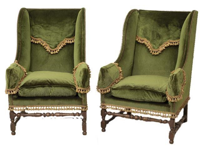 (2) FRENCH LOUIS XIV STYLE WINGBACK