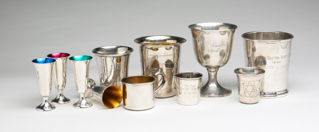 GROUPING OF STERLING SILVER CUPS. American